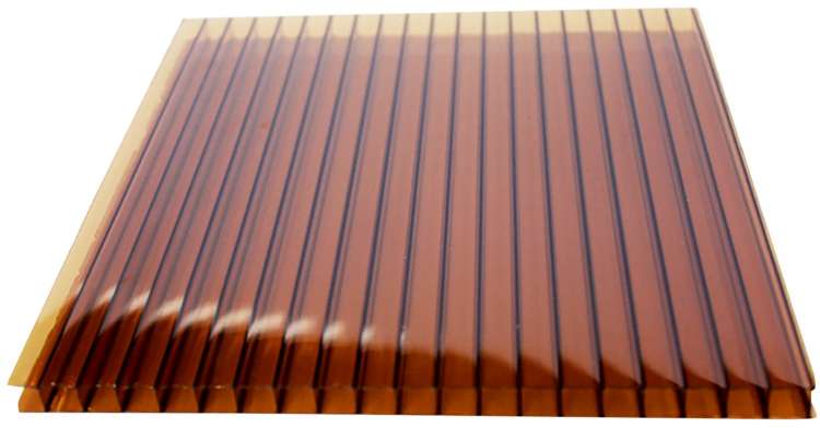 Поликарбонат сотовый бронза коричн 4мм 2,1*6м (пл.0,47кг/кв.м) MultiGreen без нижней пленки