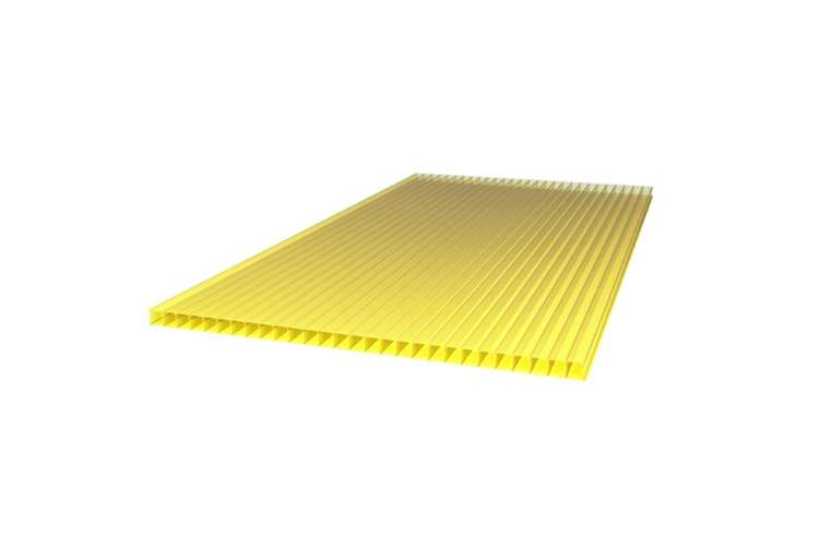 Поликарбонат сотовый желтый 6мм 2,1*6м (пл. 0,77 кг/кв.м) MultiGreen без нижней пленки